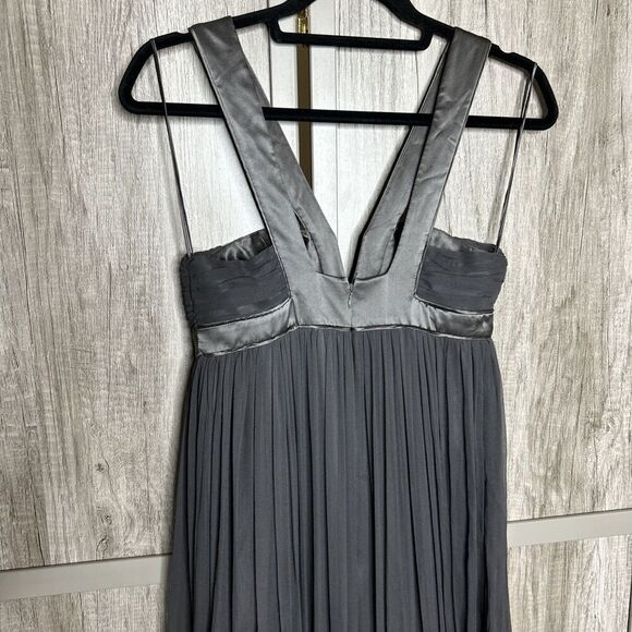 Erica Davies Formal Dress Maxi Silk Babydoll Bustier Pleated Skirt Gray Size 2 - Picture 9 of 11